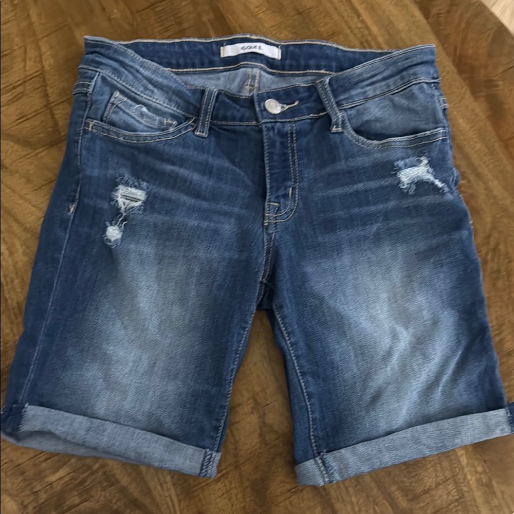 Blue Distressed Denim Shorts